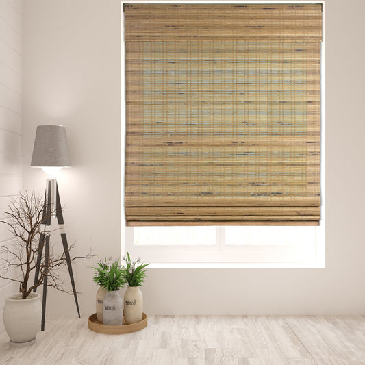 ARLO BLINDS Sheer Bamboo Roman Shades with Valance - Tuscan, 22" W x 60" H - Light Filtering Cordless Blinds for Interior Windows - Real Natural Bamboo Material - Mounting Hardware Included